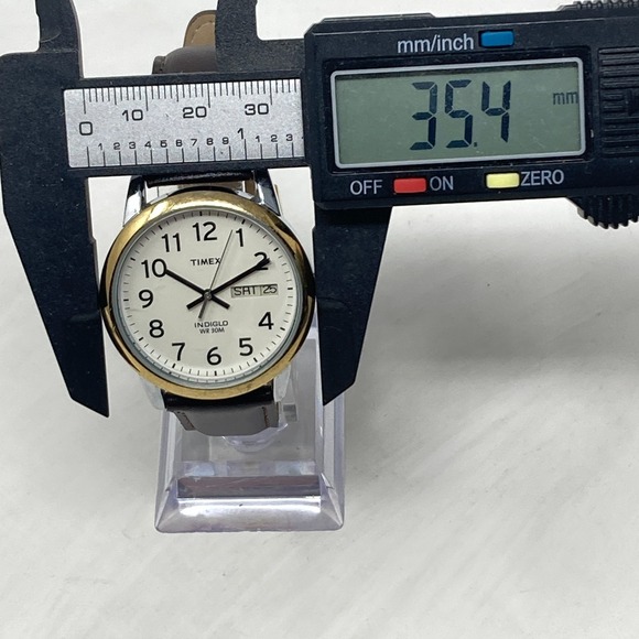 Timex Easy Reader Watch Men 35mm Gold Silver Tone Day Date Indiglo New Battery - Picture 10 of 16